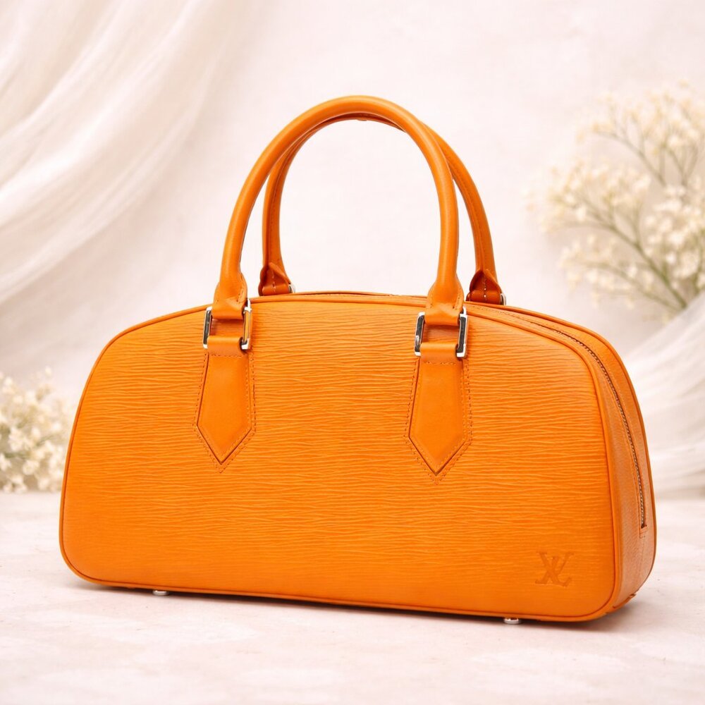 Authentic Louis Vuitton Jasmin Orange Epi Leather Top Handle Bag